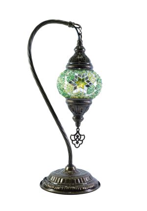 Mosaic Table Lamp with high base, vintage, small globe, Green TLDV1GR