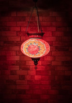 Oval Mosaic Chandelier, vintage, Red MOCR2